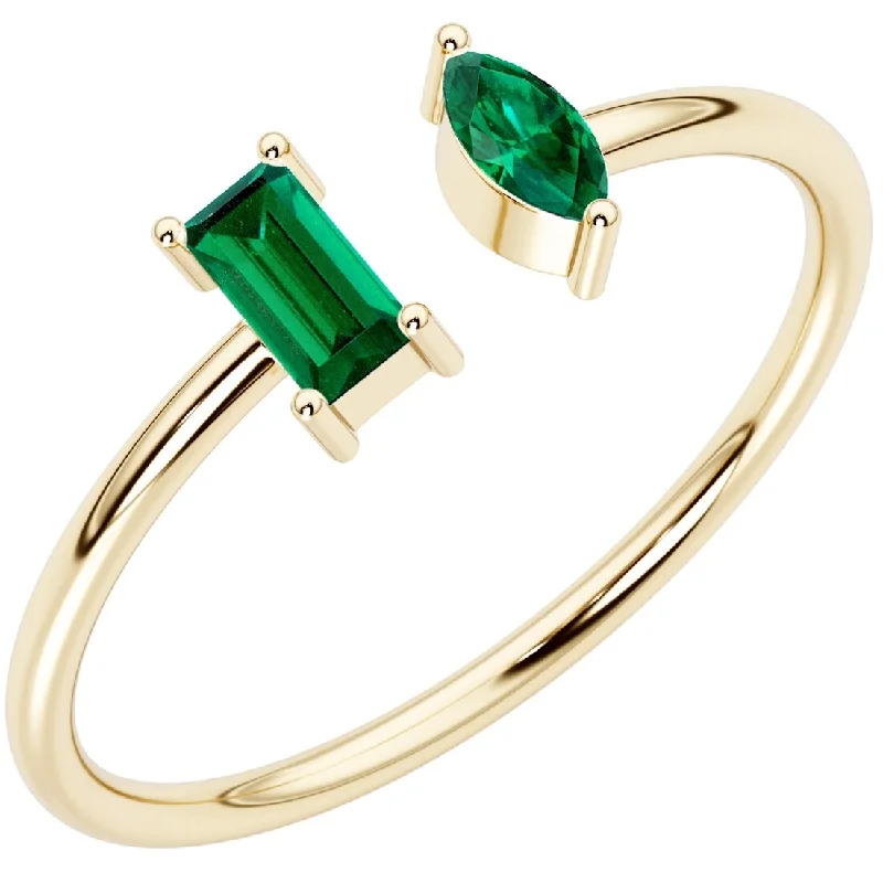 14k Gold Plated Sterling Silver 1.75 ct total Emerald Ring