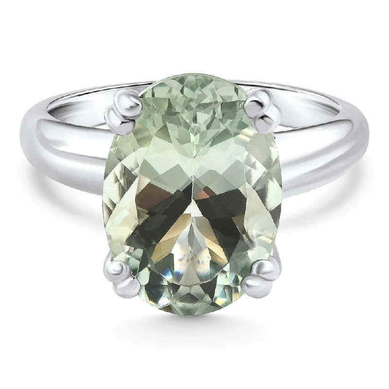 5Ct Green Amethyst Oval Ring Gold