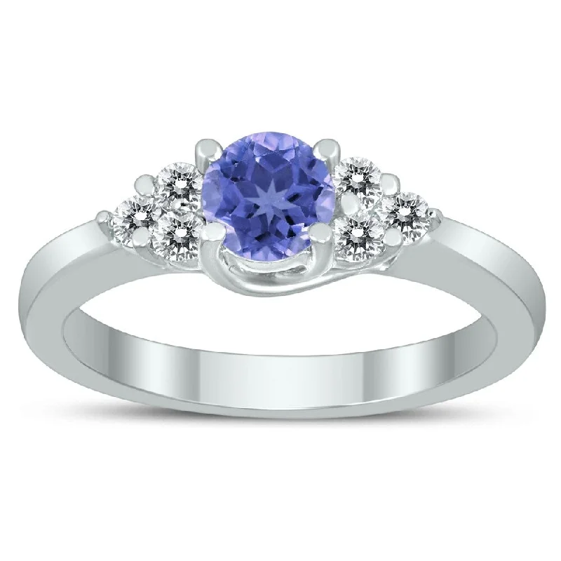 5MM Tanzanite and Diamond Cynthia Ring in 10K White Gold