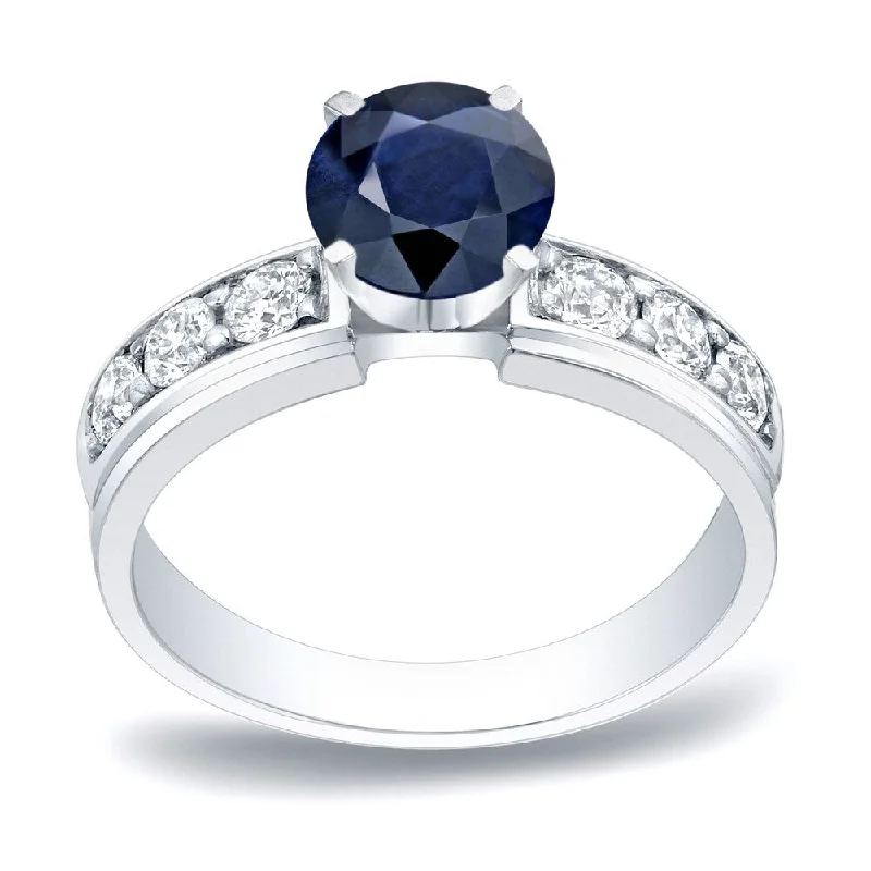 Auriya 14k Gold 1/2ct Round Sapphire and Diamond Engagement Ring 1/2ctw