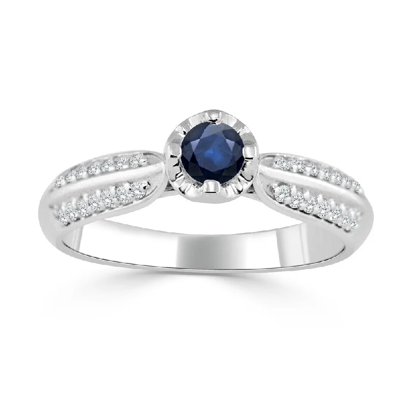 Auriya 14K Gold 1/5ct Blue Sapphire and 1/7ct TDW Diamond Engagement Ring