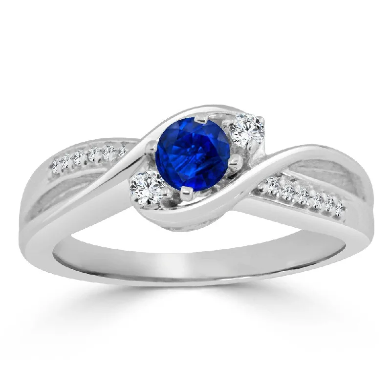 Auriya 14k Gold 2/5ct Sapphire 3-Stone Diamond Engagement Ring 1/10cttw (H-I, I1-I2)