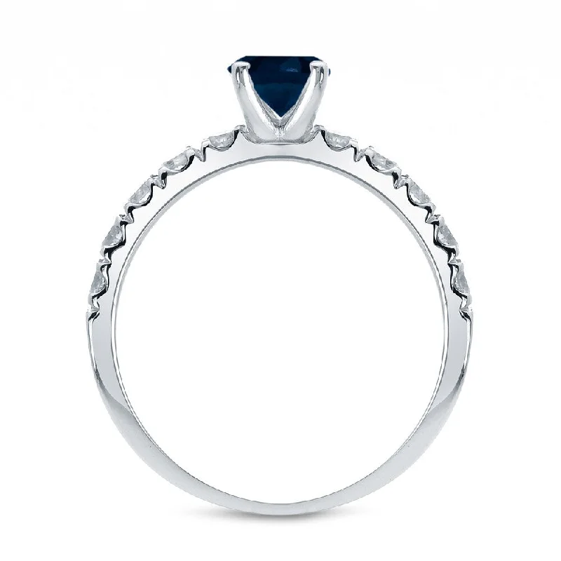 Auriya Platinum 1/2ct Blue Sapphire and 1/2ct TDW Diamond Engagement Ring (G-H, I1-I2)