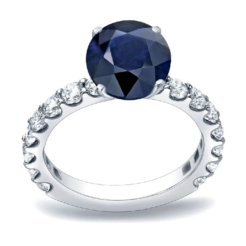 Auriya Round 1 1/2ct Sapphire and 1cttw Diamond Engagement Ring 14K Gold (H-I, SI1-SI2)