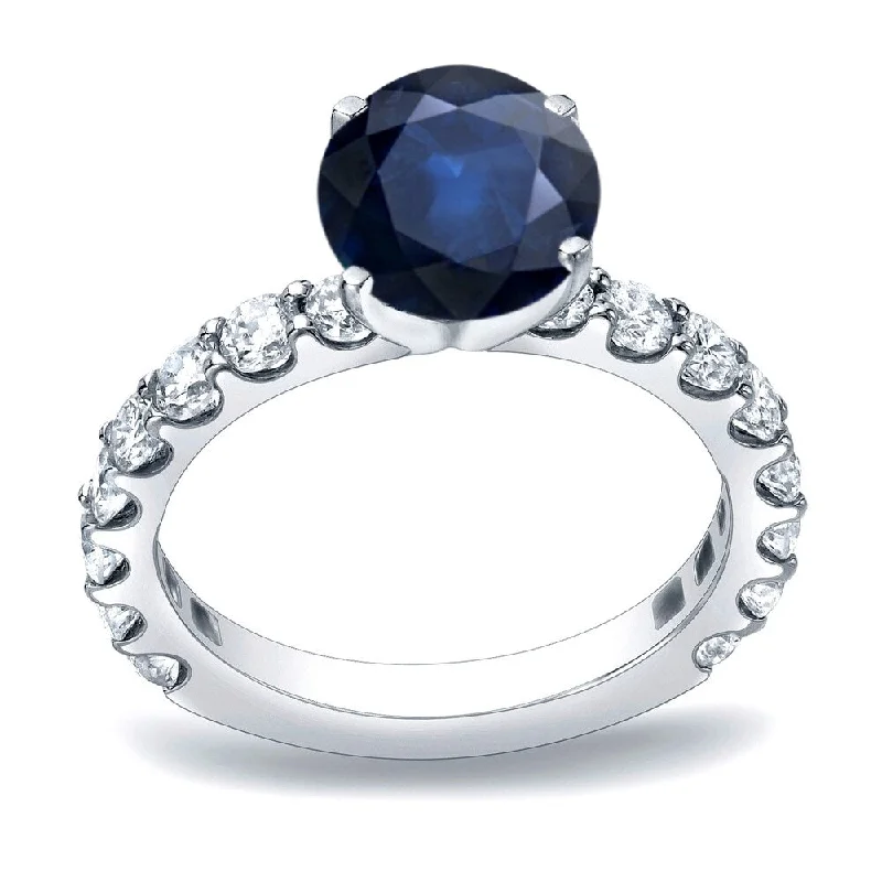 Auriya Round 3/4ct Sapphire and 1cttw Diamond Engagement Ring 14K Gold