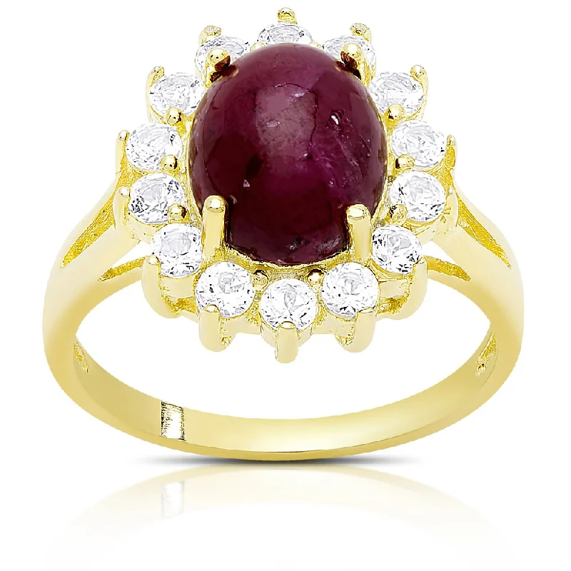 Dolce Giavonna Gold Over Silver Ruby Cocktail Ring