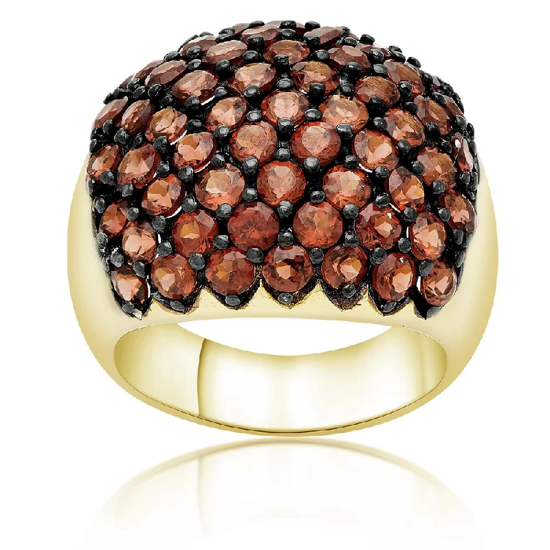 Dolce Giavonna Gold Over Sterling Silver Garnet Cluster Ring