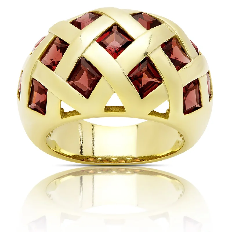 Dolce Giavonna Gold Over Sterling Silver Garnet Cocktail Ring