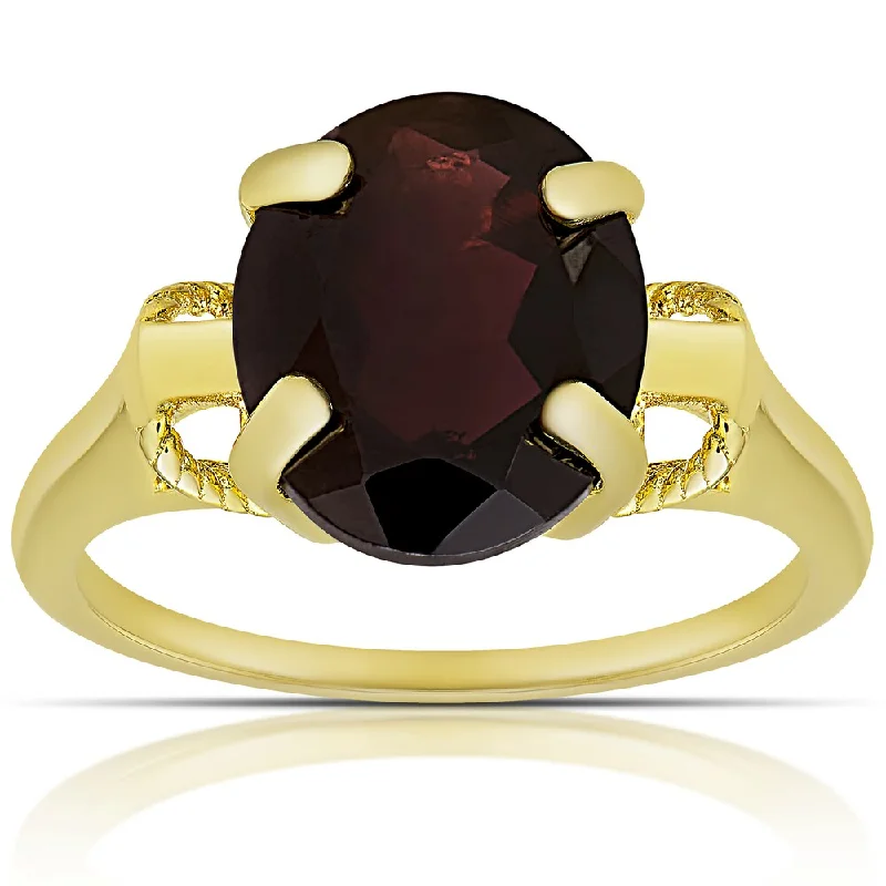 Dolce Giavonna Gold over Sterling Silver Garnet Oval Ring (Size 7)