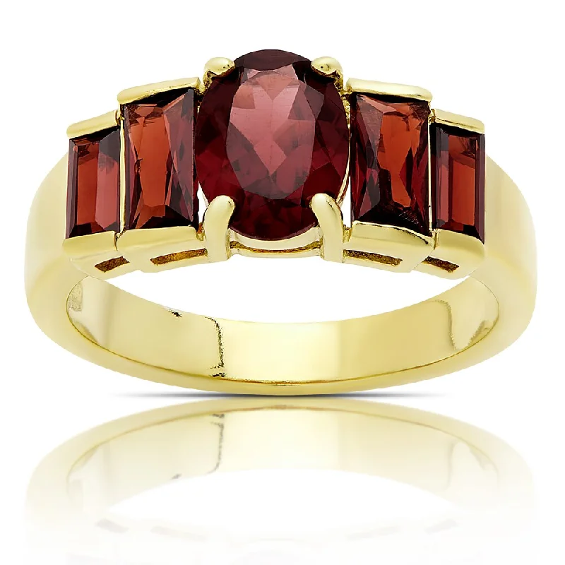 Dolce Giavonna Gold Over Sterling Silver Garnet Ring