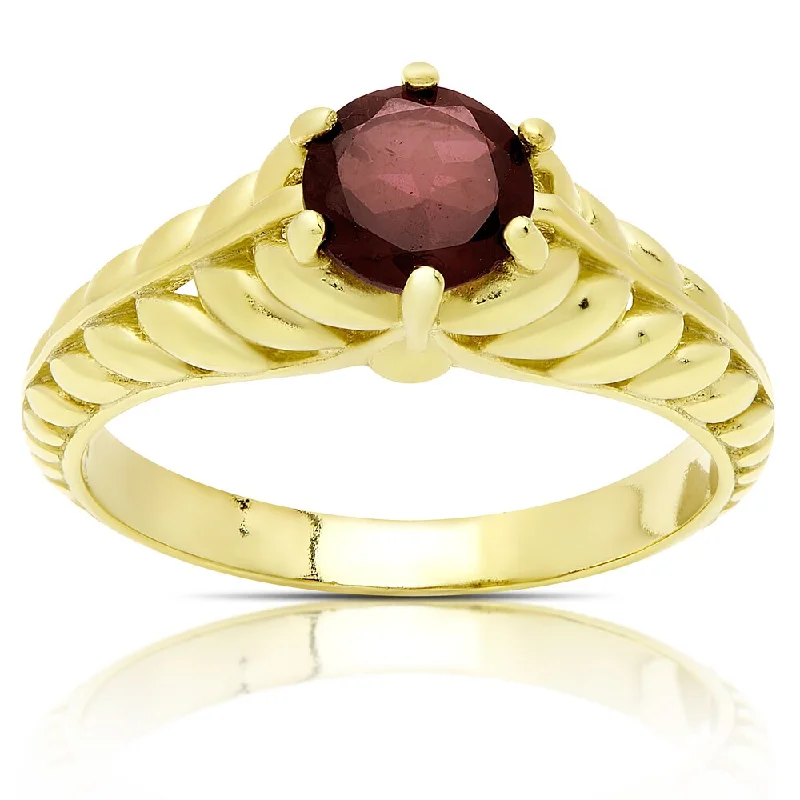 Dolce Giavonna Gold Over Sterling Silver Garnet Solitaire Ring