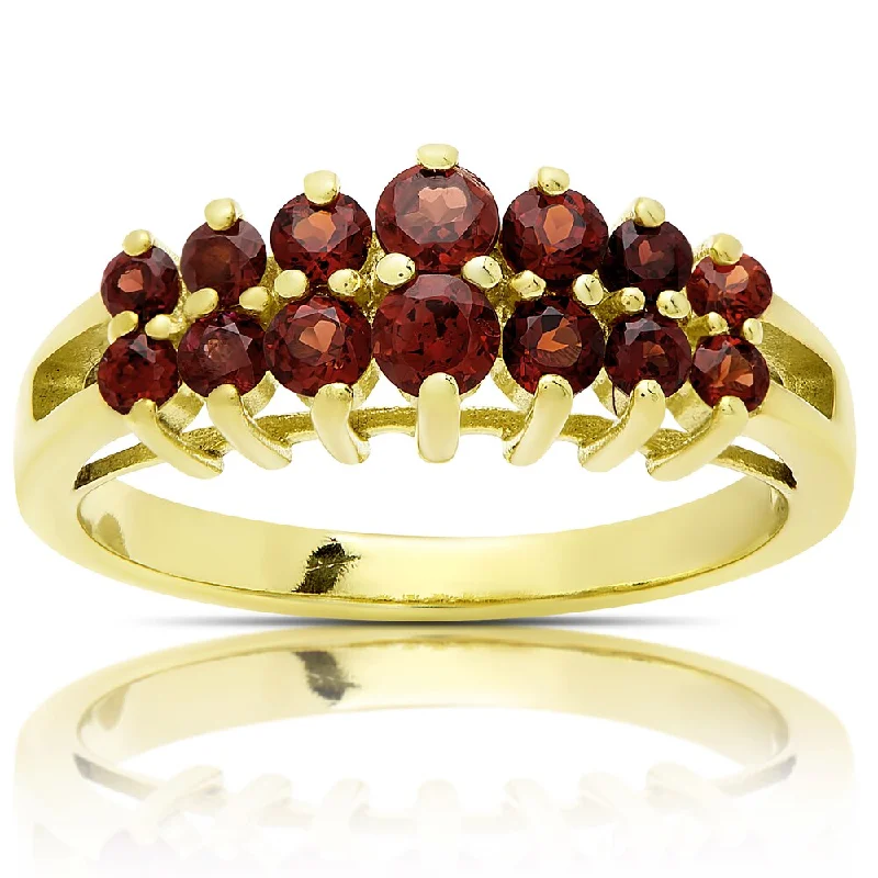 Dolce Giavonna Gold Over Sterling Silver Garnet Two Row Ring