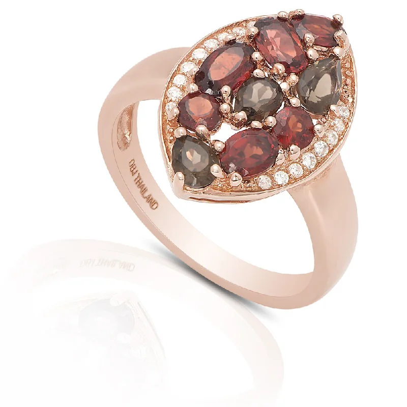 Dolce Giavonna Gold Over Sterling Silver Gemstone and Cubic Zirconia Cocktail Ring