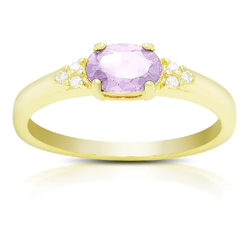 Dolce Giavonna Gold Over Sterling Silver Gemstone and Cubic Zirconia Ring