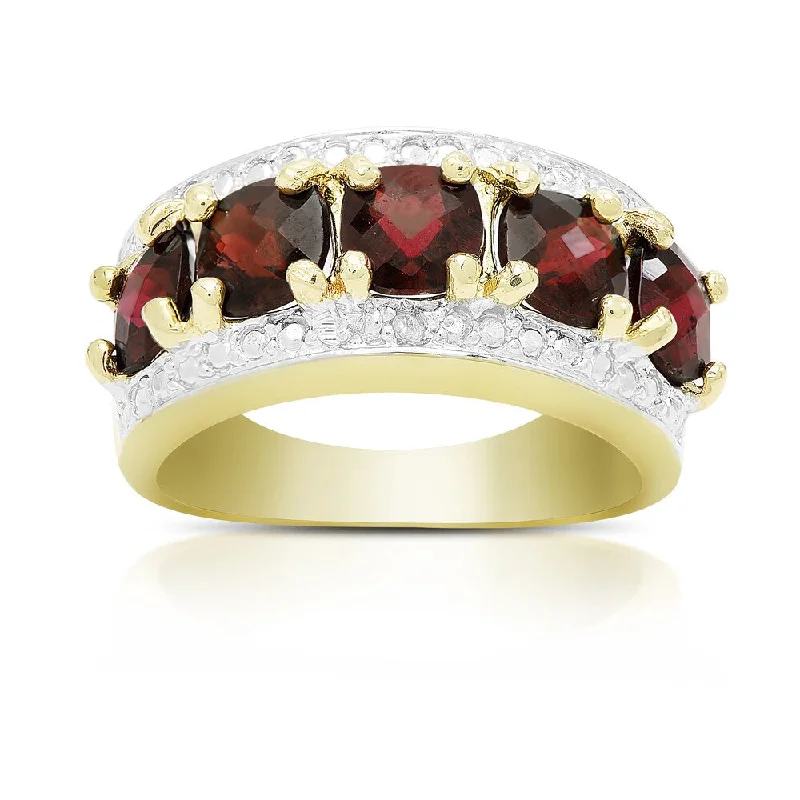 Dolce Giavonna Gold Over Sterling Silver Gemstone and Diamond Accent Five Gemstone Ring