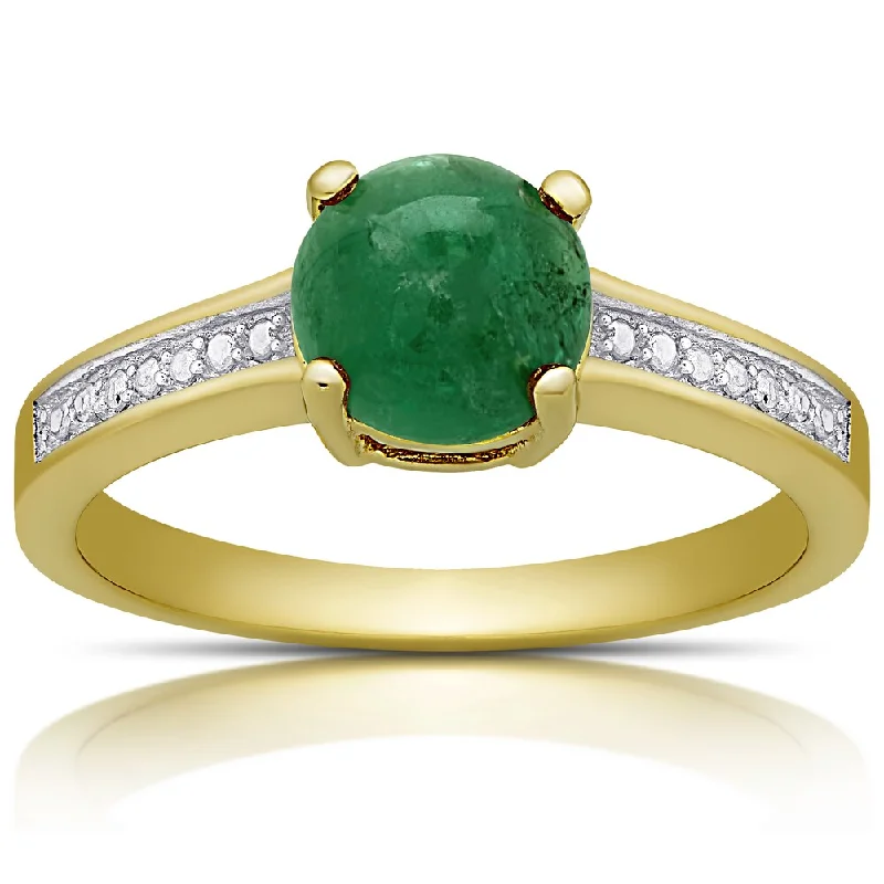 Dolce Giavonna Gold Over Sterling Silver Gemstone and Diamond Accent Solitaire Style Ring