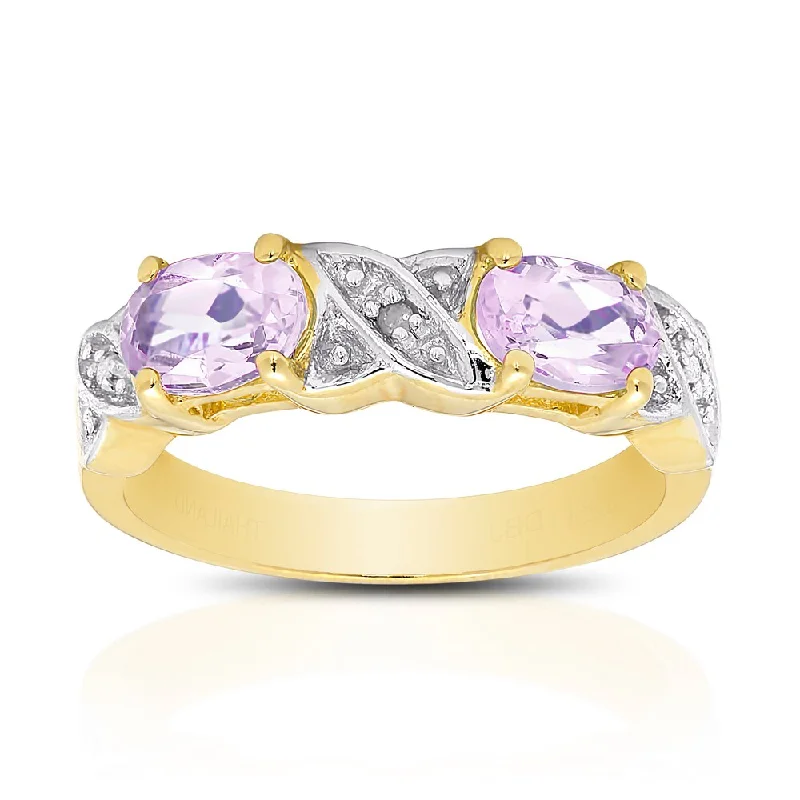 Dolce Giavonna Gold Over Sterling Silver Gemstone and Diamond Accent XO Ring