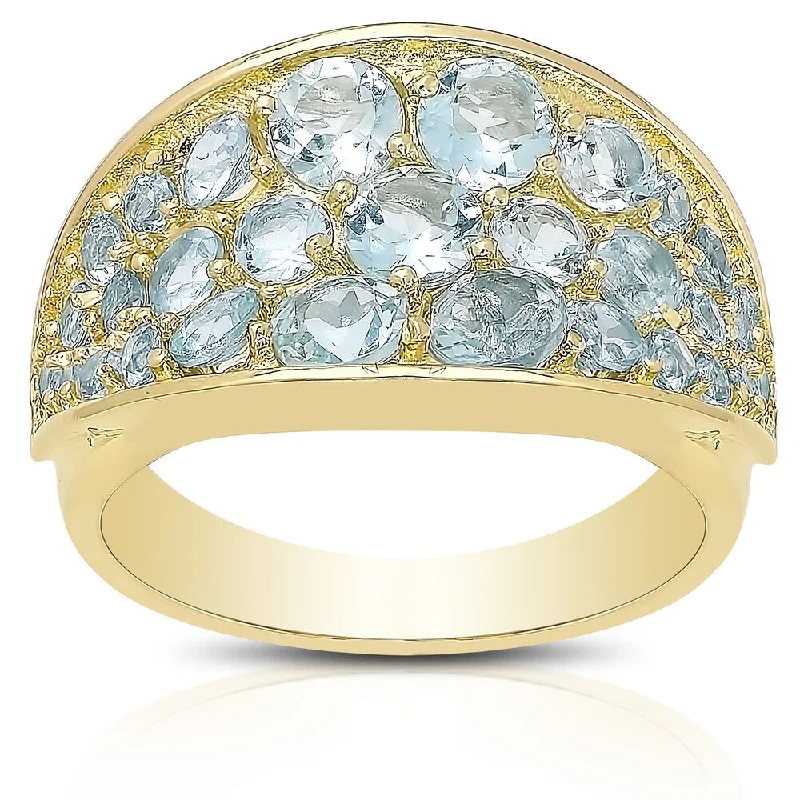 Dolce Giavonna Gold over Sterling Silver Gemstone Cluster Ring