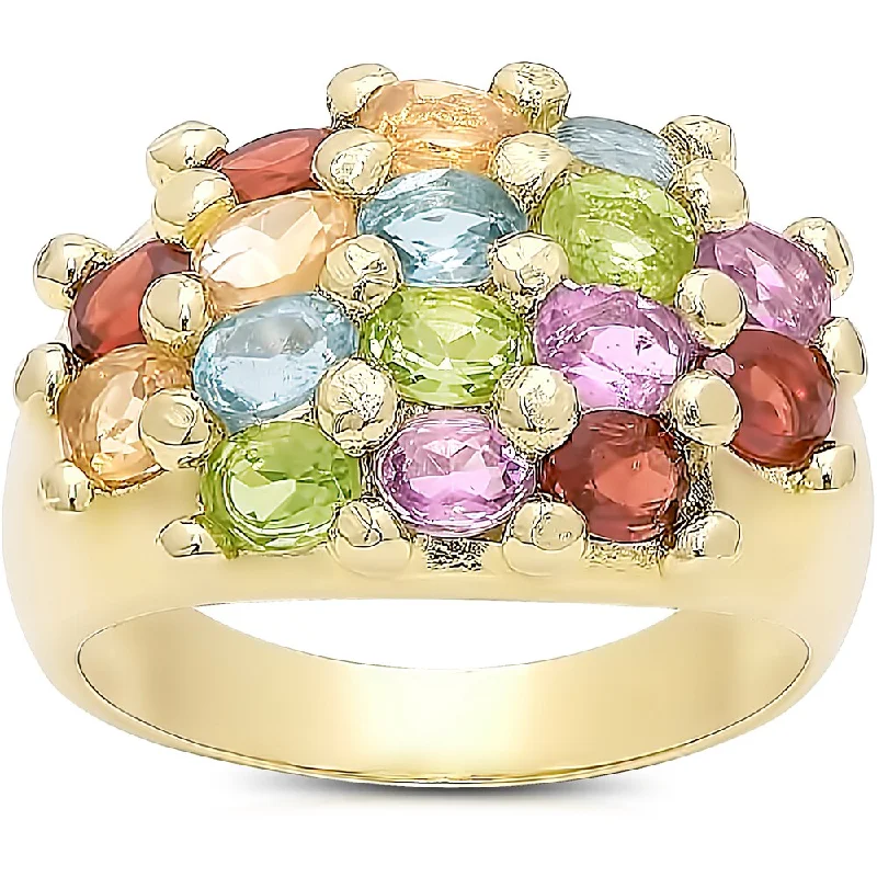 Dolce Giavonna Gold Over Sterling Silver Multi Gemstone Ring