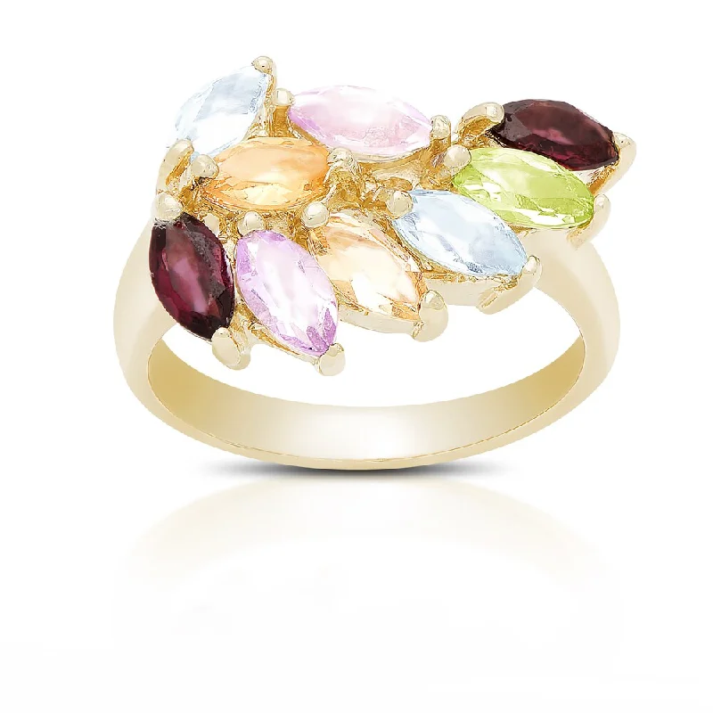 Dolce Giavonna Gold Over Sterling Silver Multi Gemstone Ring