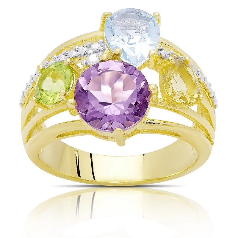 Dolce Giavonna Gold Over Sterling Silver Multi Gemstone Ring