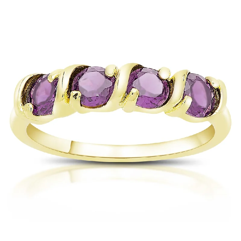 Dolce Giavonna Gold Over Sterling Silver Round Gemstone Four Stone Ring