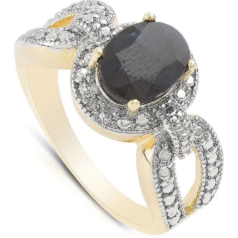 Dolce Giavonna Gold Over Sterling Silver Sapphire and Diamond Accent Ring