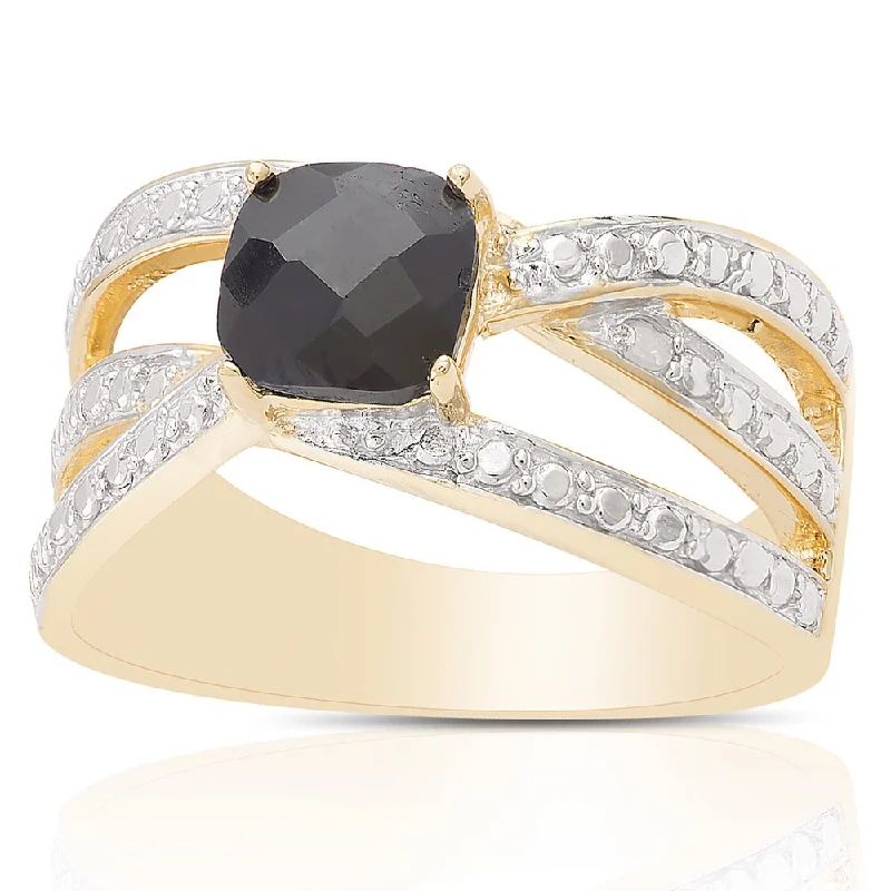 Dolce Giavonna Gold Over Sterling Silver Sapphire and Diamond Accent Ring