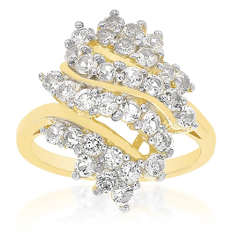 Dolce Giavonna Gold Over Sterling Silver White Topaz Ring