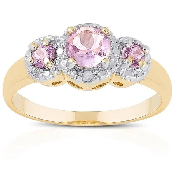 Dolce Giavonna Goldplated Sterling Silver Gemstone and Diamond Accent 3-stone Ring