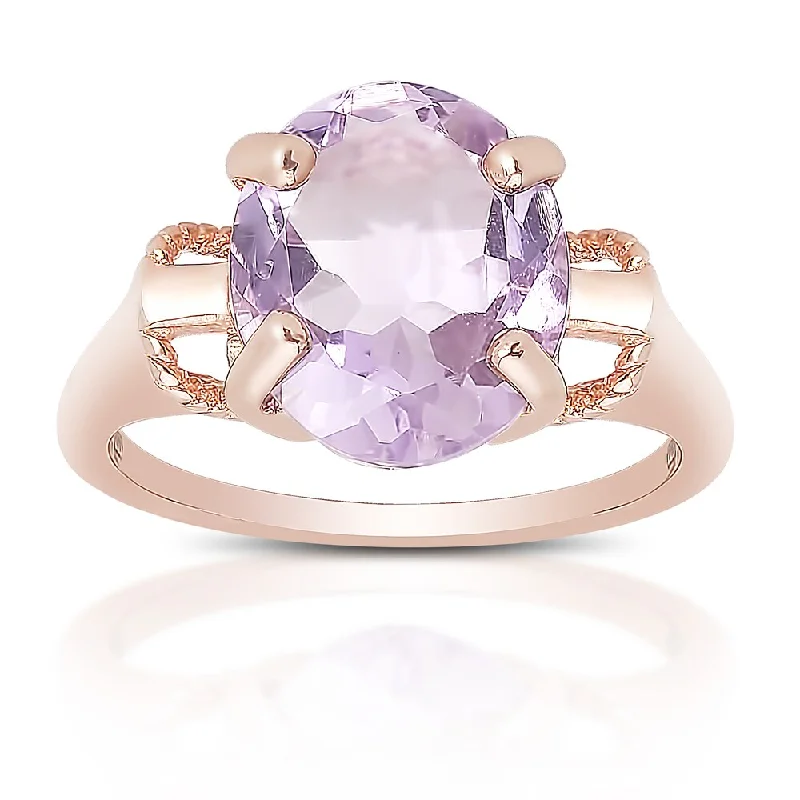 Dolce Giavonna Rose Gold Over Sterling Silver Amethyst Solitaire Ring