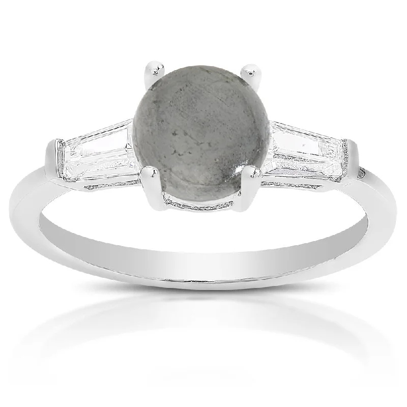 Dolce Giavonna Sterling Silver Gemstone and Cubic Zirconia Solitaire Ring