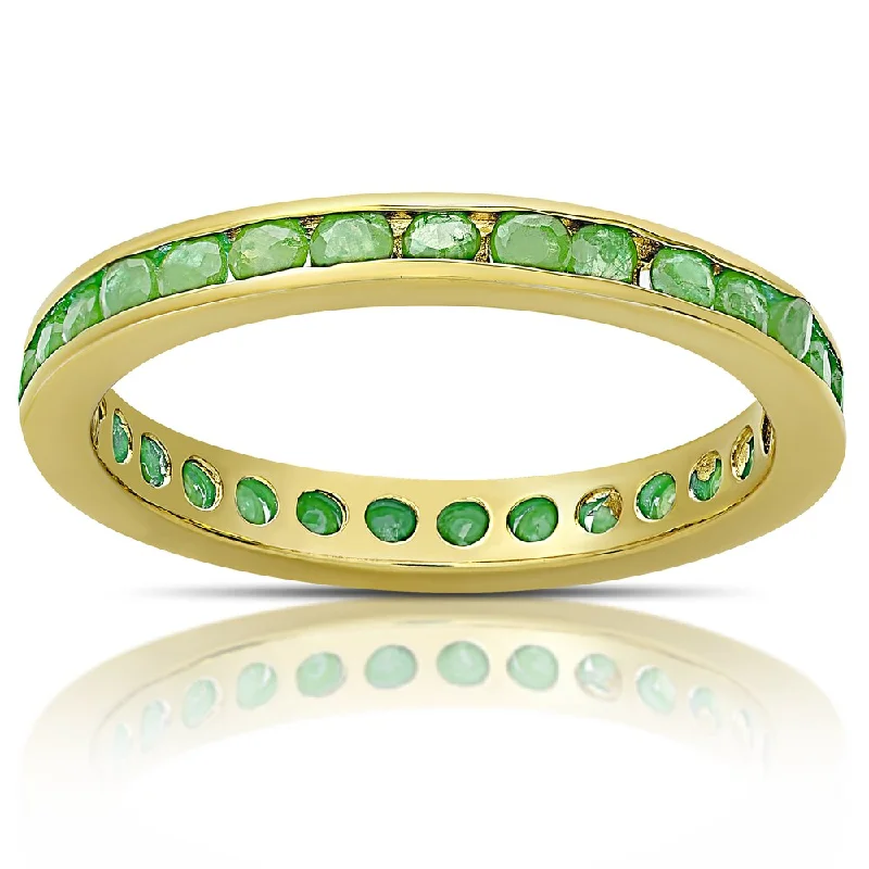 Dolce Giavonna Sterling Silver Gemstone Eternity Style Ring