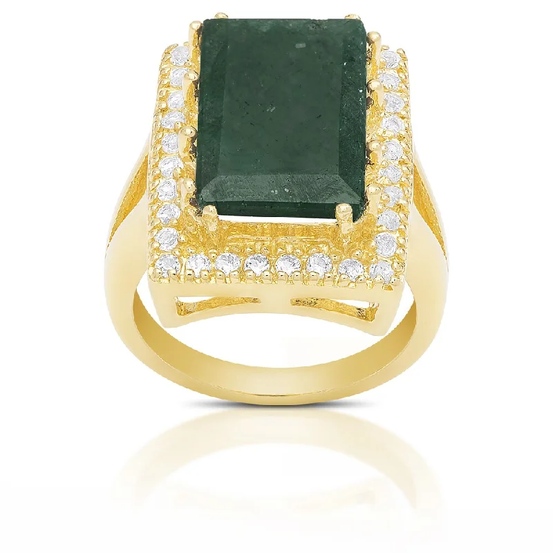 Dolce Giavonna Sterling Silver Lab Created Emerald-cut Gemstone Ring