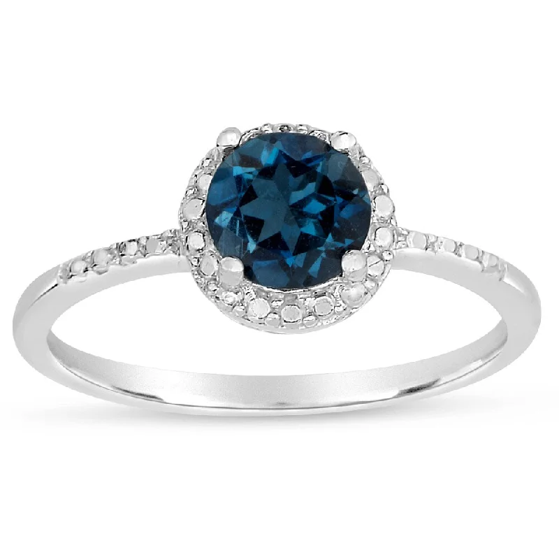 Dolce Giavonna Sterling Silver London Blue Topaz Ring