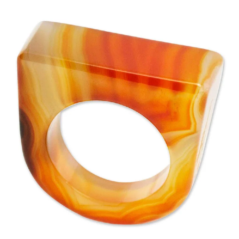 Handmade Agate 'Caramel Chic' Ring (Brazil)