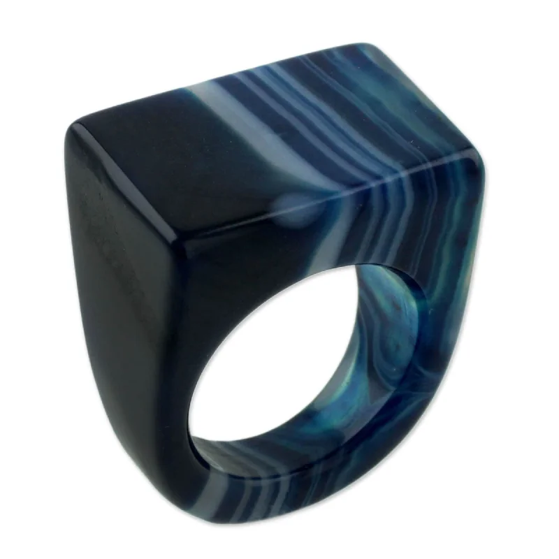 Handmade Agate 'Ocean Mystique' Ring (Brazil)