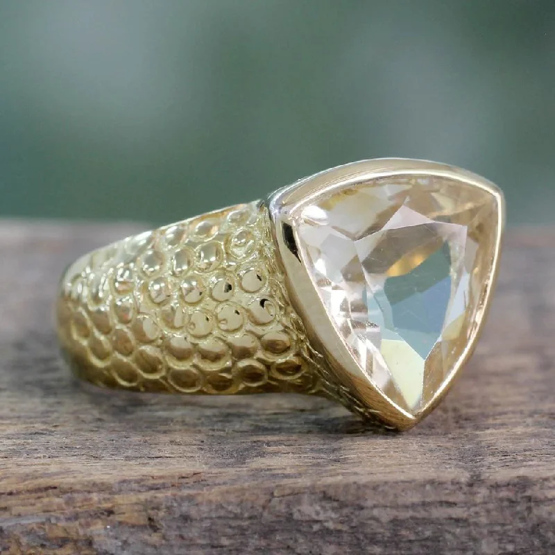 Handmade Gold Overlay 'Pyramid' Citrine Ring (India)