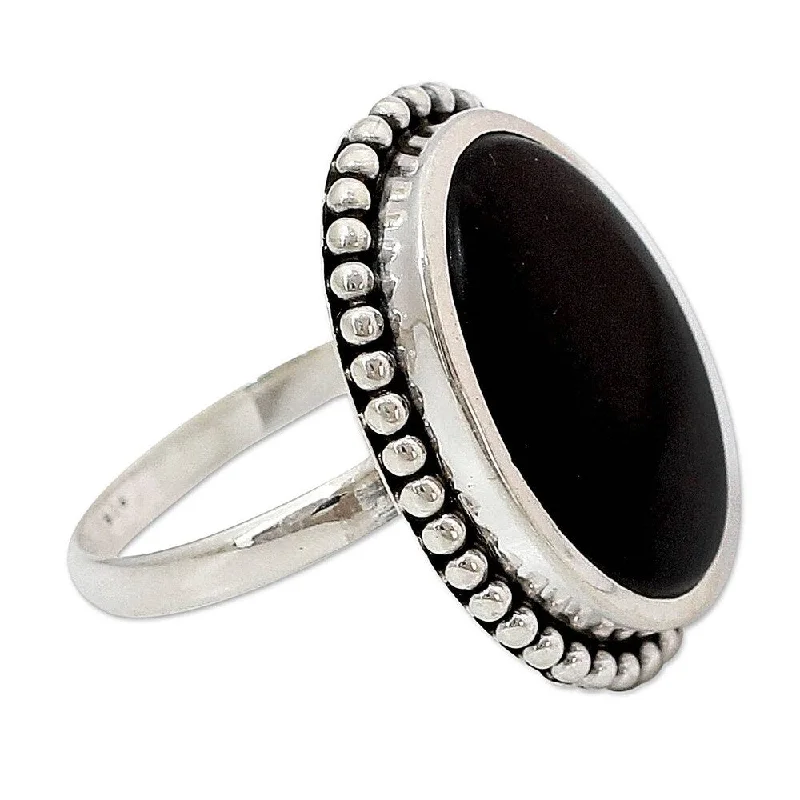 Handmade Mysterious Moon Onyx Sterling Silver Ring (India)