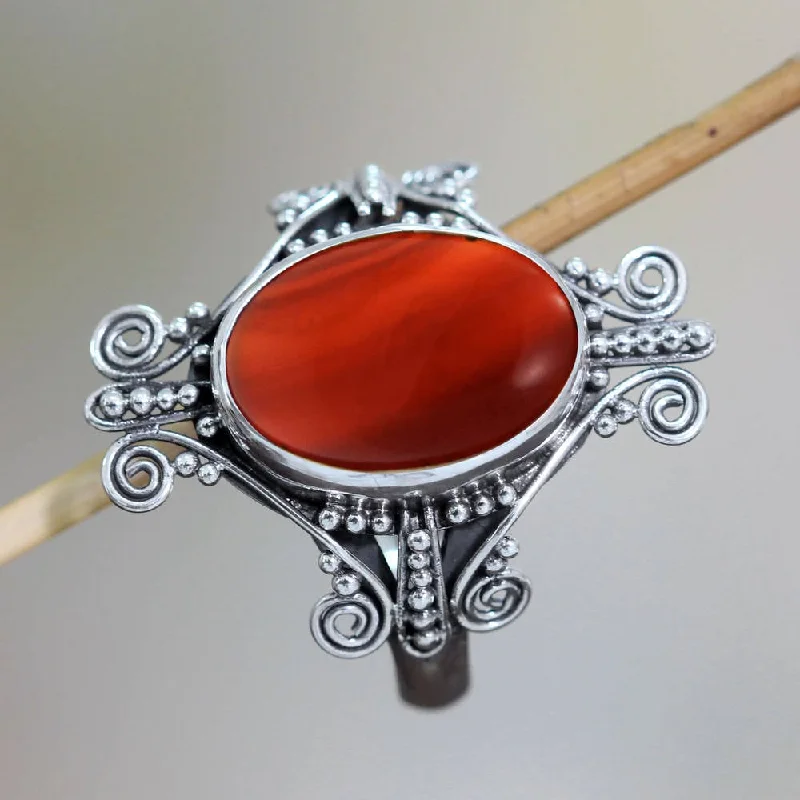 Handmade Sterling Silver 'Dreams of Bali' Chalcedony Cocktail Ring (Indonesia)