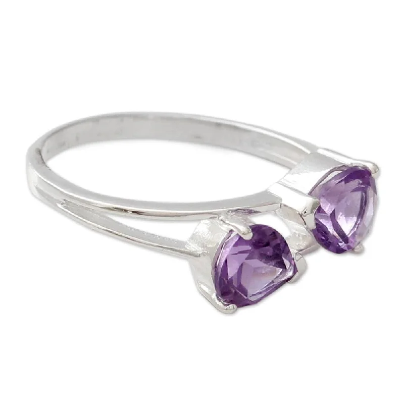 Handmade Sterling Silver 'Encounters' Amethyst Ring (India)