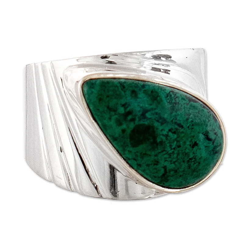 Handmade Sterling Silver 'Huacho Heritage' Chrysocolla Ring (Peru)