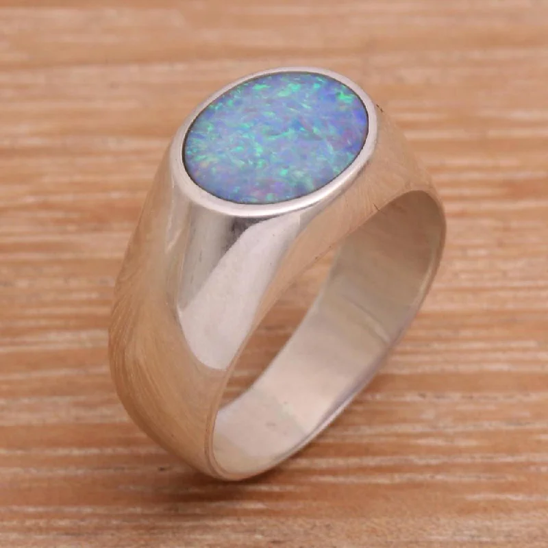 Handmade Sterling Silver 'Infinite Bali' Opal Ring (Indonesia)