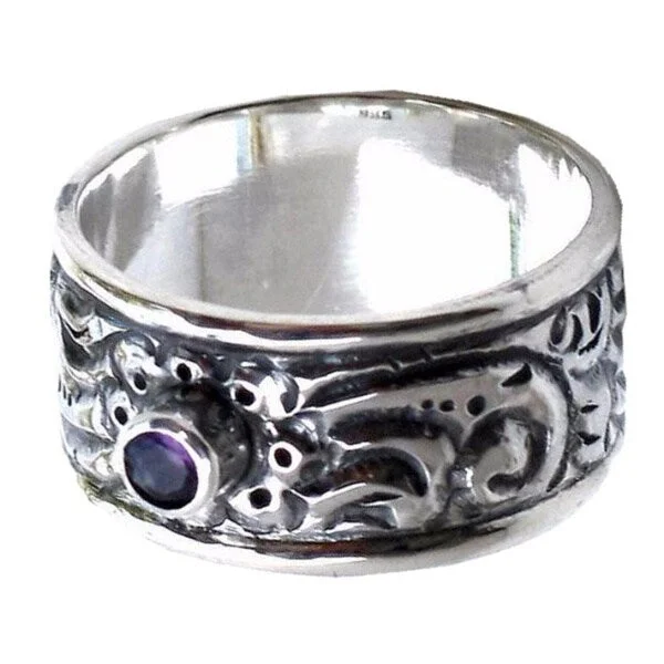 Handmade Sterling Silver 'Nature' Amethyst Ring (Indonesia)