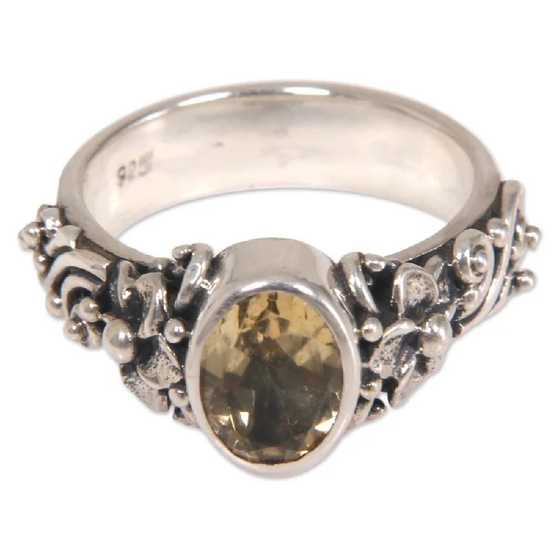 Handmade Sterling Silver 'Wayside Flower' Citrine Ring (Indonesia)