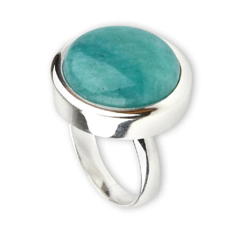 Handmade Unique Minimalism Amazonite Sterling Silver Ring (Peru)