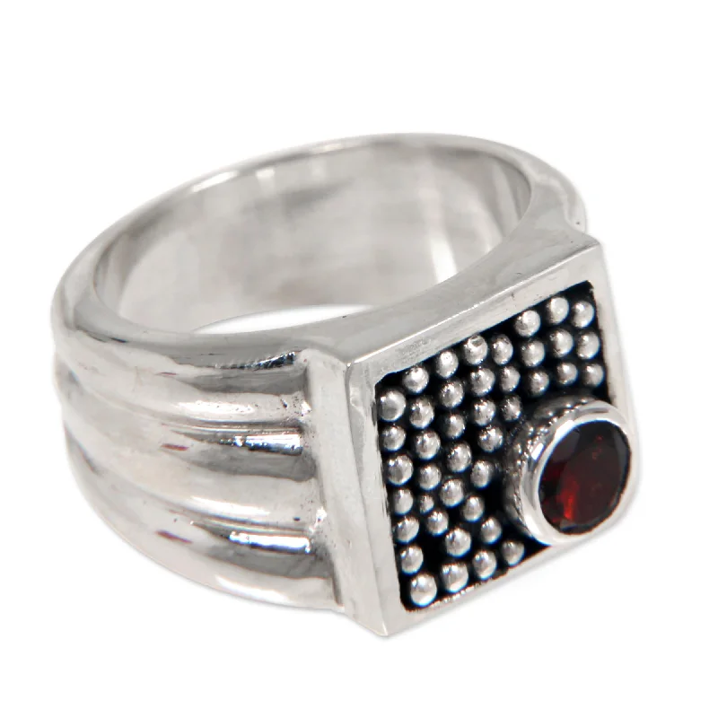 NOVICA Silver and Garnet Gemstone Ring