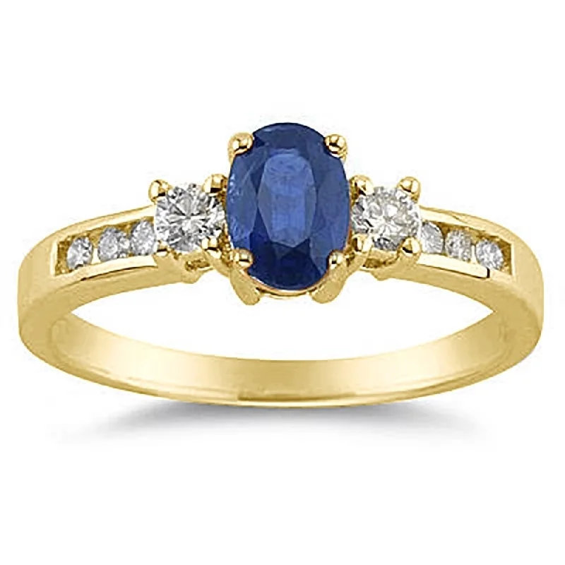 Sapphire and Diamond Regal Channel Ring in 14K Yellow Gold