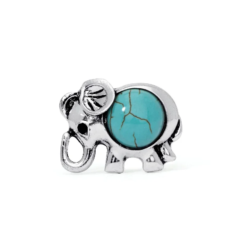 Silver Plated Simulated Turquoise Elephant Ring