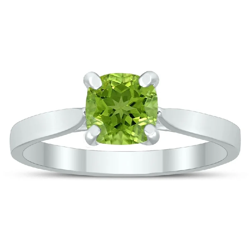 Square Princess Cut 6MM Peridot Solitaire Ring in 10K White Gold